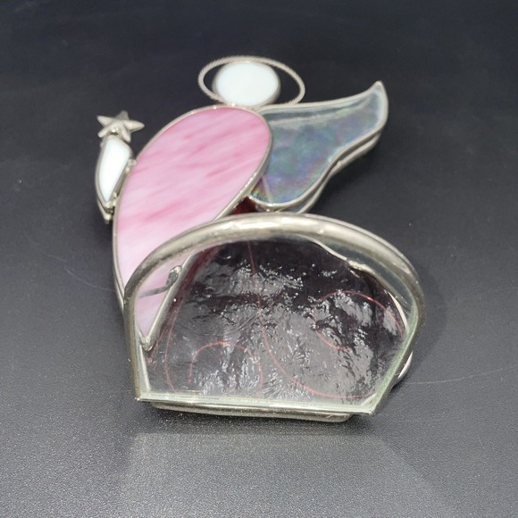 Stained Glass Angel Candle Holder Star Sun Catcher Iridescent 7.5" - Picture 7 of 9